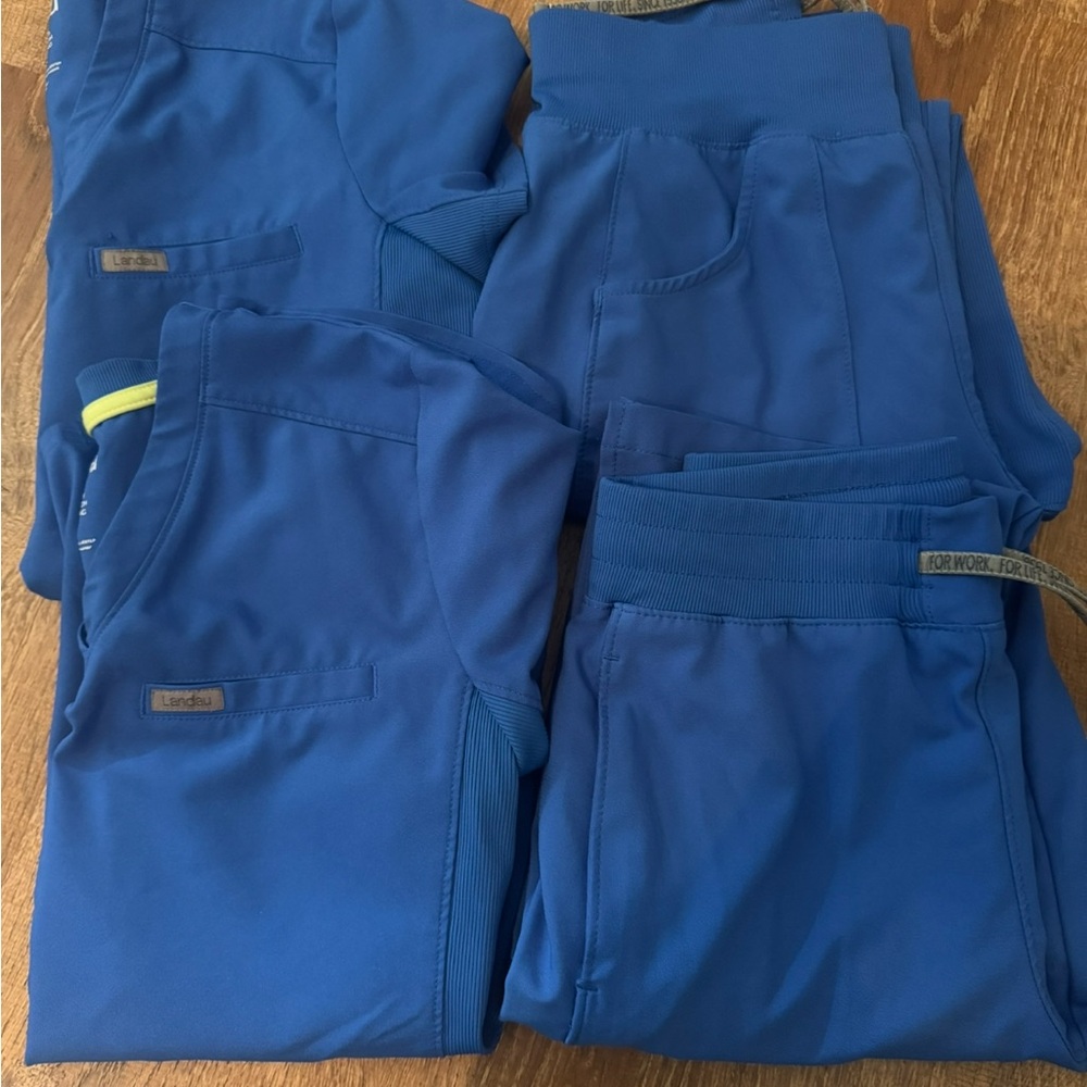 Landau Navy and Lime Scrub Top